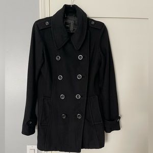 Obey Womens Wool Pea Coat Black Size Small